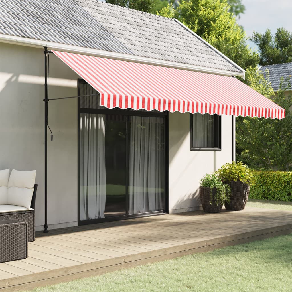 Tessuto Ricambio per Mantovana Tenda Righe Rosse Bianche 4,5 m | homemem39