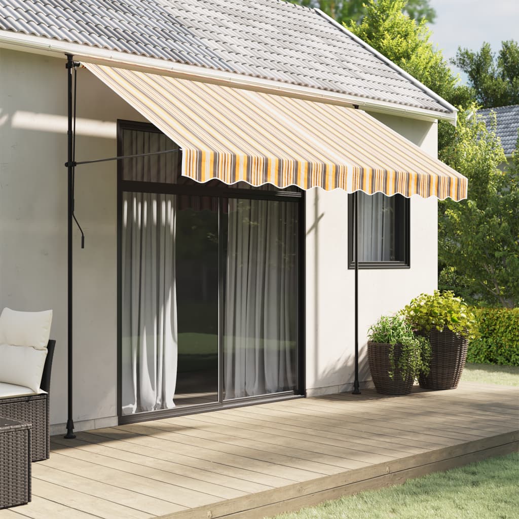 Tessuto Ricambio per Mantovana Tenda Righe Giallo e Grigio 3 m | homemem39