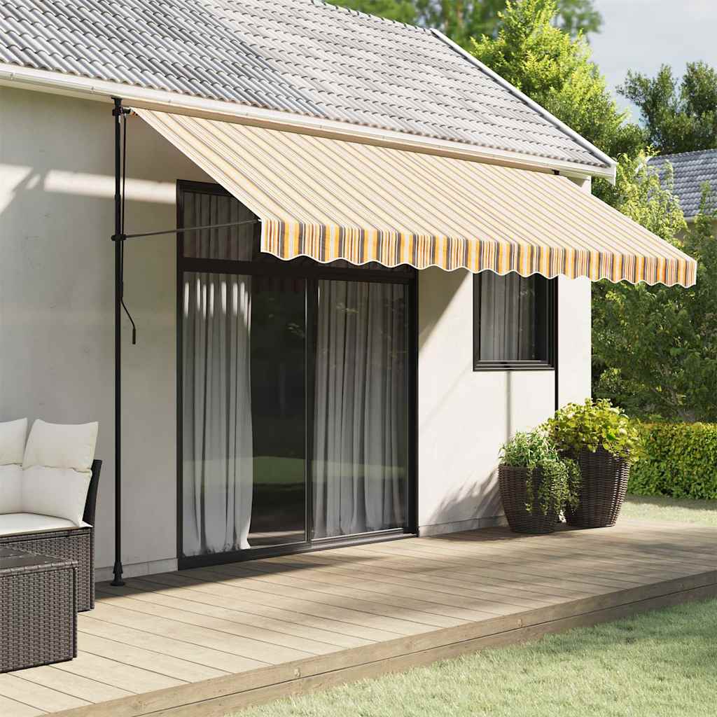 Tessuto Ricambio per Mantovana Tenda Righe Giallo e Grigio 4 m | homemem39