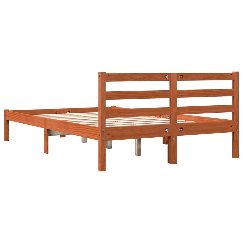 Letto senza Materasso Marrone Cera 150x200 cm in Legno di Pino
