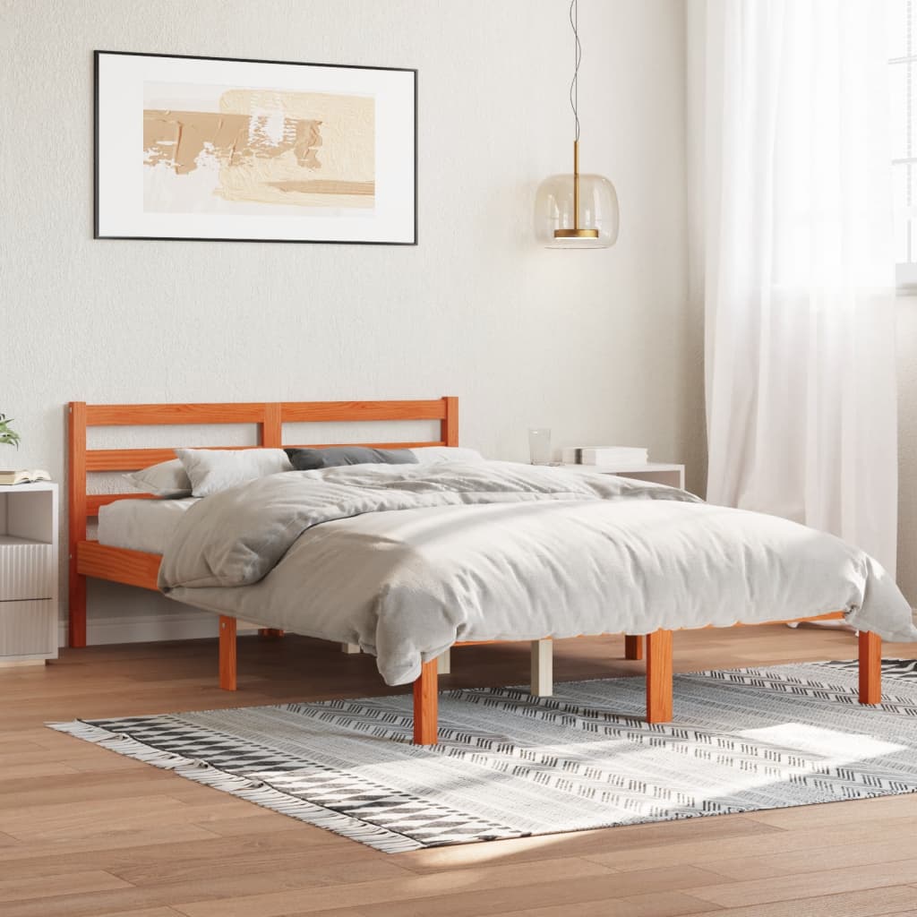 Letto senza Materasso Marrone Cera 150x200 cm in Legno di Pino - homemem39