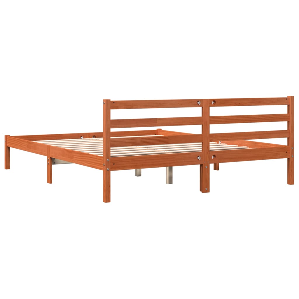 Letto senza Materasso Marrone Cera 200x200 cm in Legno di Pino - homemem39