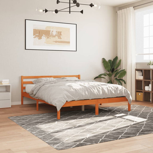 Letto senza Materasso Marrone Cera 200x200 cm in Legno di Pino | homemem39