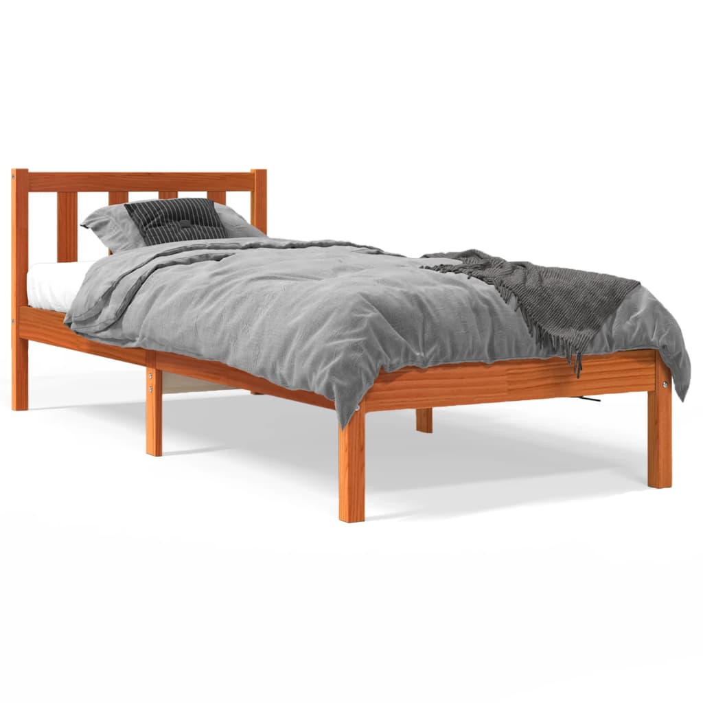 Letto senza Materasso Marrone Cera 75x190 cm in Legno di Pino - homemem39