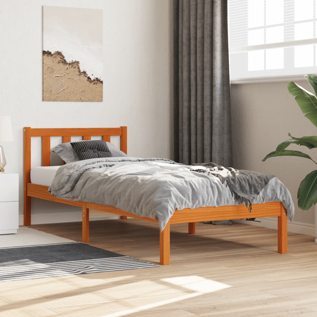 Letto senza Materasso Marrone Cera 75x190 cm in Legno di Pino - homemem39