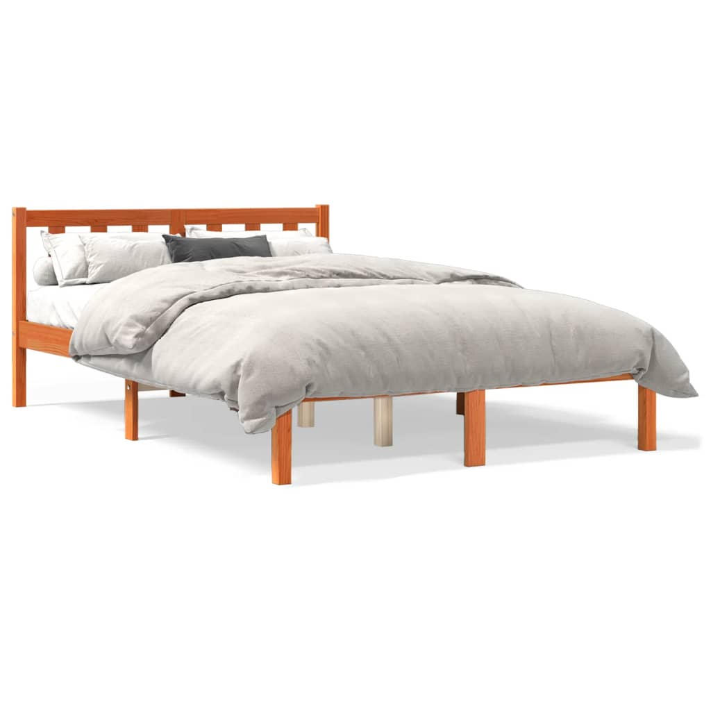 Letto senza Materasso Marrone Cera 140x190 cm in Legno di Pino - homemem39