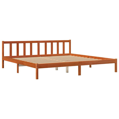 Giroletto senza Materasso Marrone Cera 200x200 cm Legno di Pino - homemem39