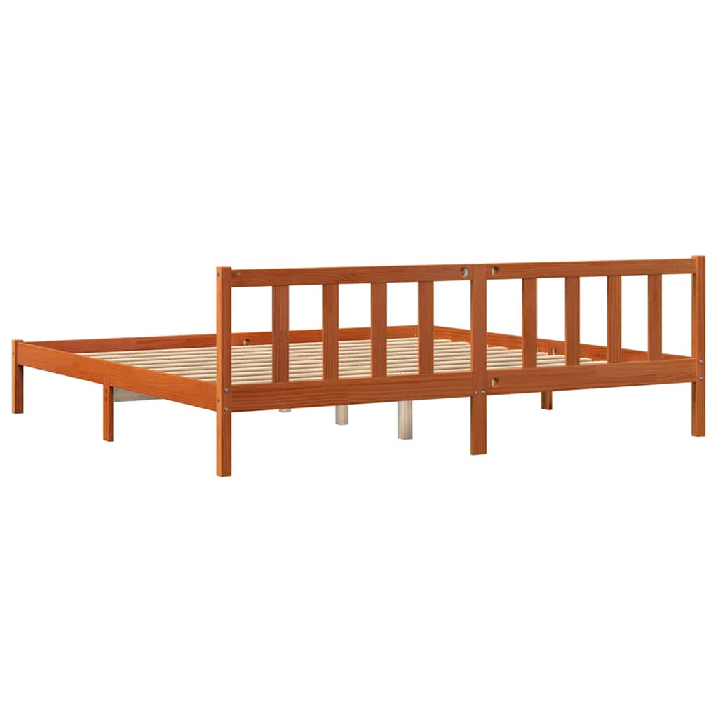 Giroletto senza Materasso Marrone Cera 200x200 cm Legno di Pino - homemem39