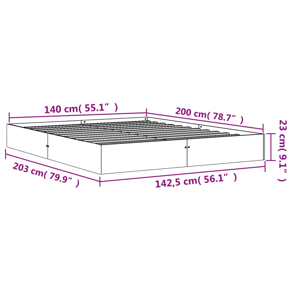 Giroletto senza Materasso Marrone Cera 140x200cm Massello Pino | homemem39