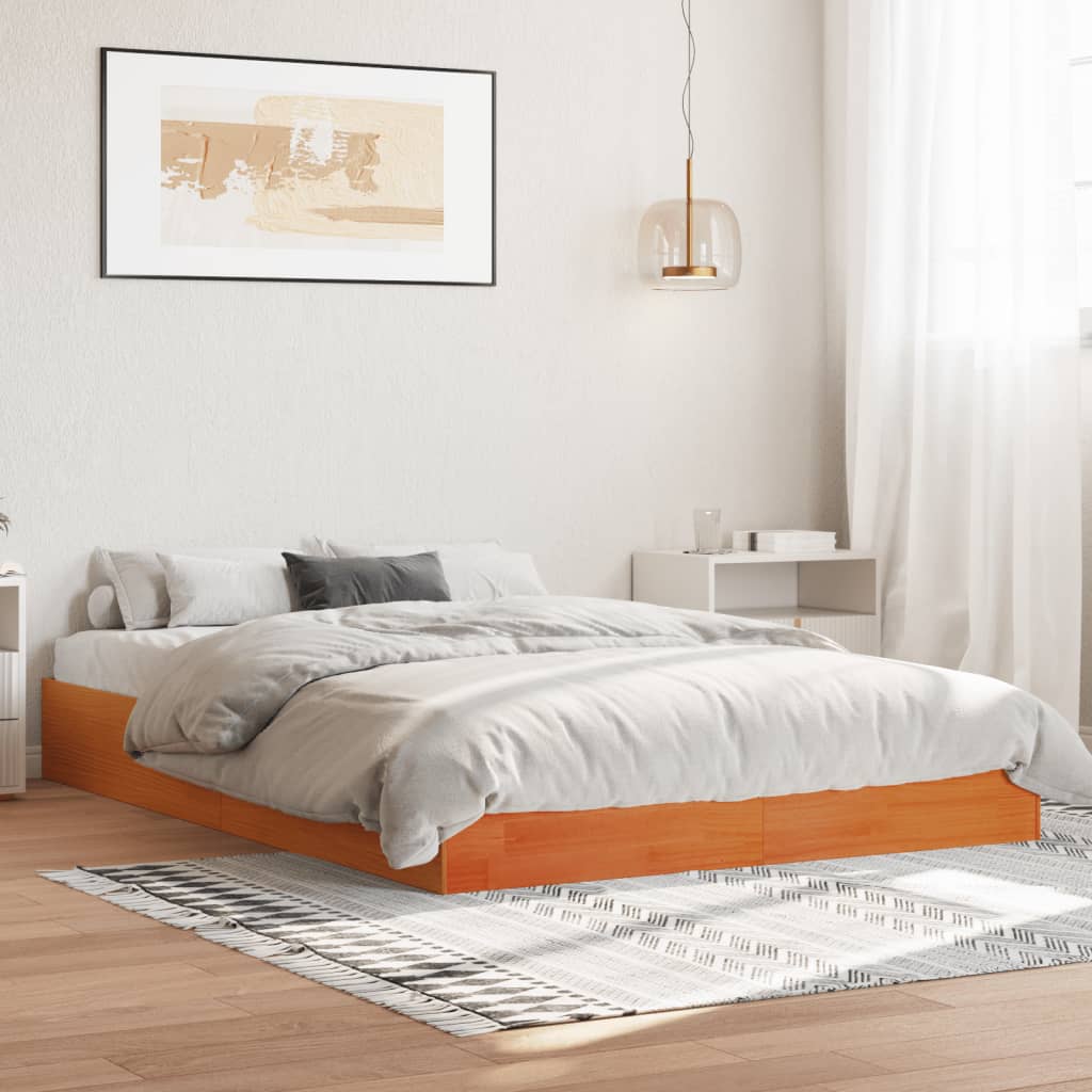 Giroletto senza Materasso Marrone Cera 120x200 cm Legno di Pino - homemem39