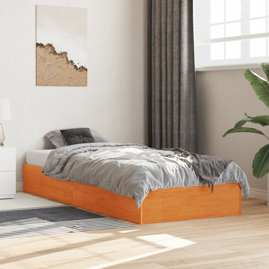 Letto senza Materasso Marrone Cera 75x190 cm in Legno di Pino | homemem39