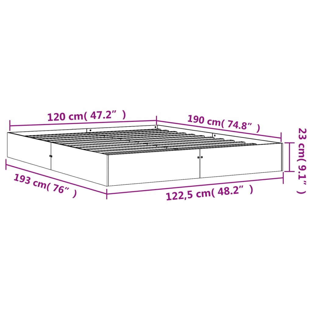 Letto senza Materasso Marrone Cera 120x190 cm in Legno di Pino | homemem39