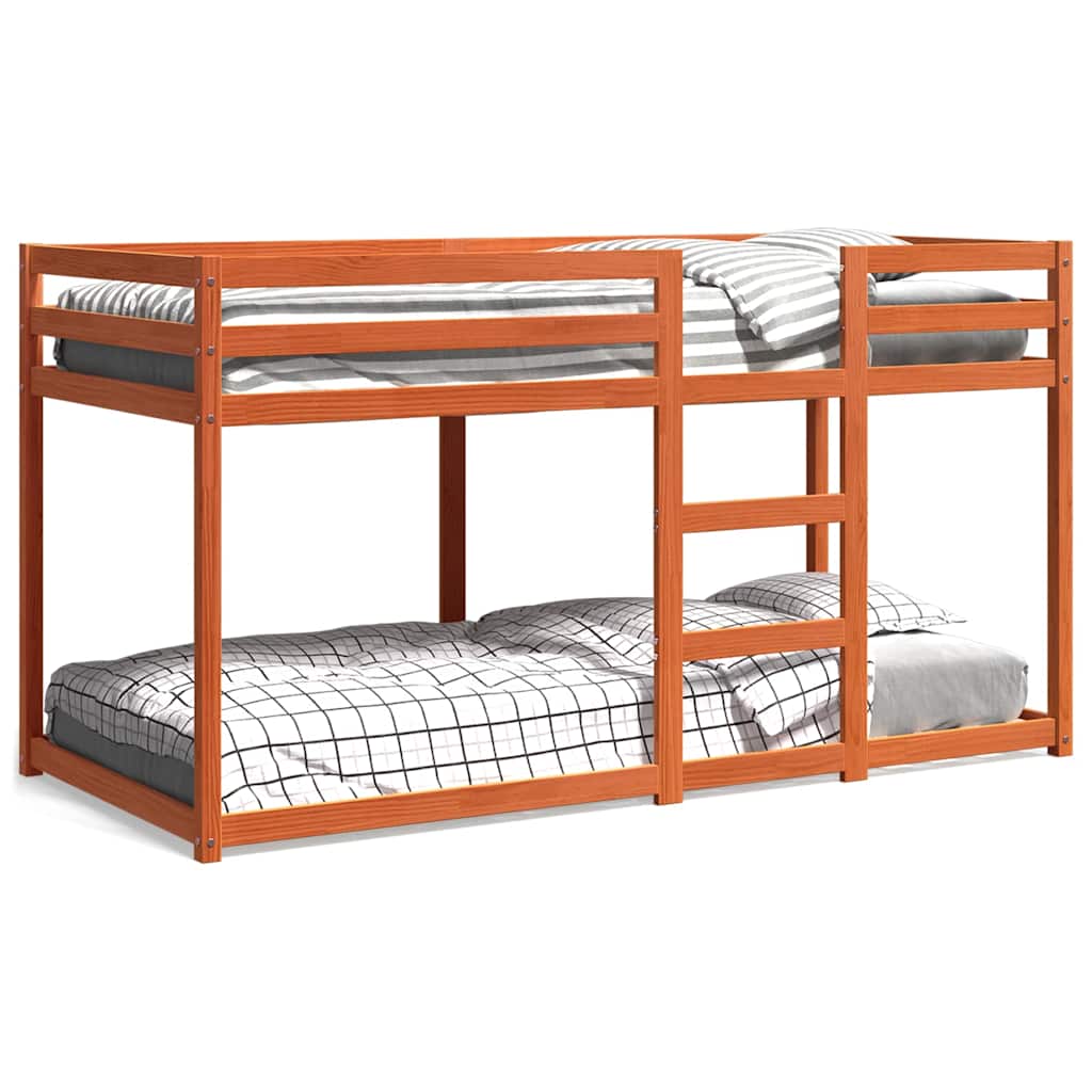 Letto a Castello Marrone Cera 80x200 cm in Legno di Pino | homemem39