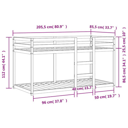 Letto a Castello Marrone Cera 80x200 cm in Legno di Pino | homemem39