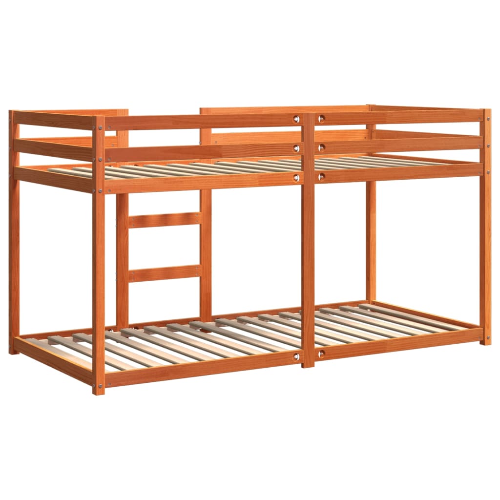 Letto a Castello Marrone Cera 75x190 cm in Legno di Pino - homemem39