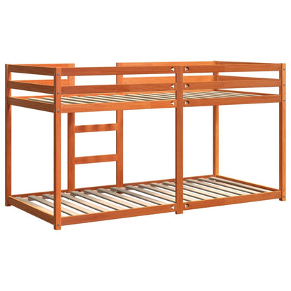 Letto a Castello Marrone Cera 75x190 cm in Legno di Pino - homemem39