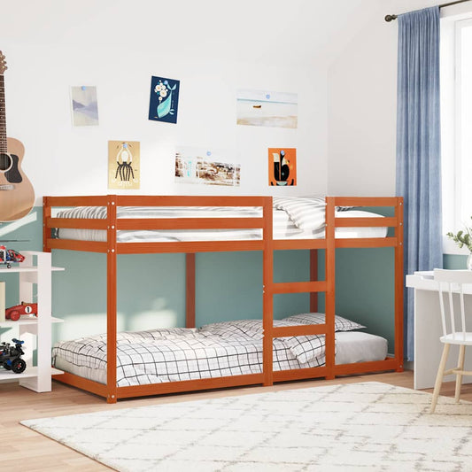 Letto a Castello Marrone Cera 75x190 cm in Legno di Pino - homemem39