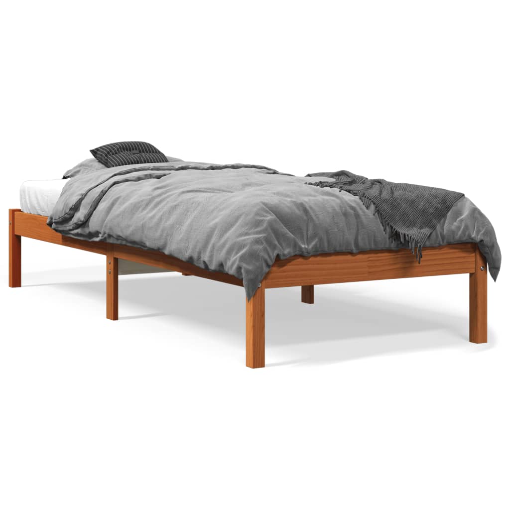 Letto senza Materasso Marrone Cera 75x190 cm in Legno di Pino | homemem39
