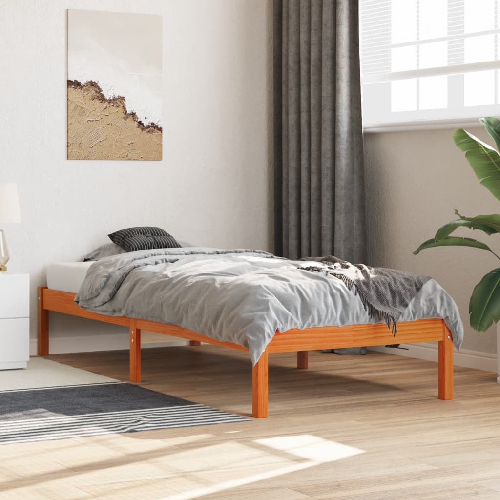 Letto senza Materasso Marrone Cera 75x190 cm in Legno di Pino - homemem39