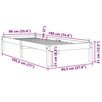 Letto senza Materasso Marrone Cera 90x190 cm in Legno di Pino | homemem39