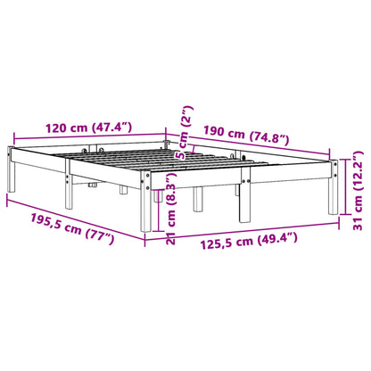 Letto senza Materasso Marrone Cera 120x190 cm in Legno di Pino | homemem39