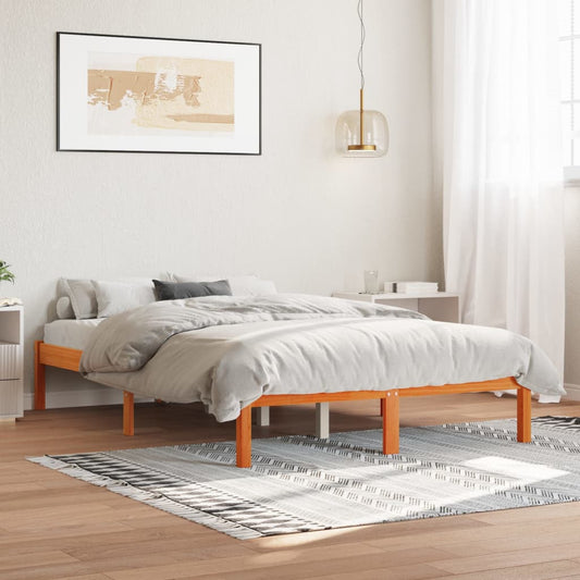 Letto senza Materasso Marrone Cera 135x190 cm in Legno di Pino - homemem39