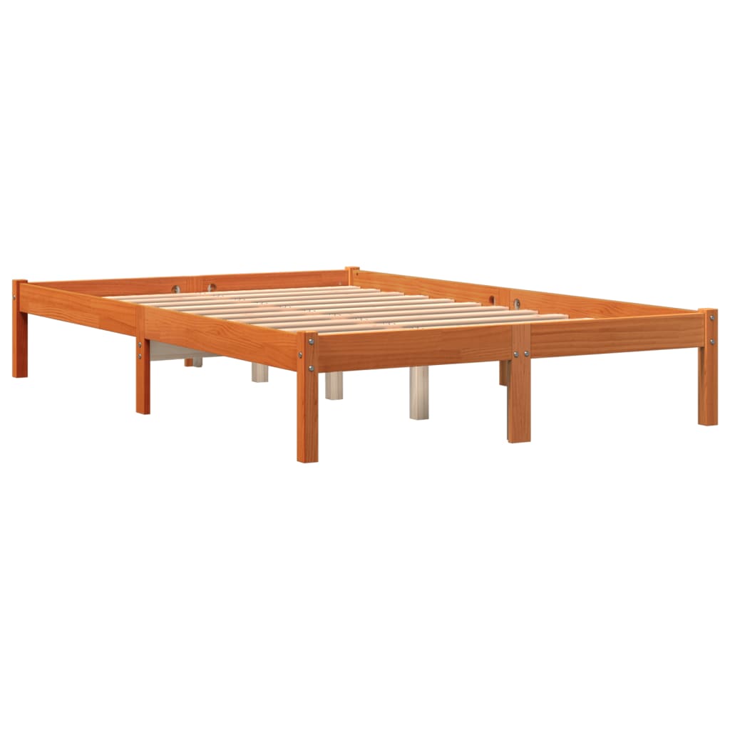 Letto senza Materasso Marrone Cera 140x190 cm in Legno di Pino - homemem39