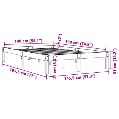 Letto senza Materasso Marrone Cera 140x190 cm in Legno di Pino | homemem39