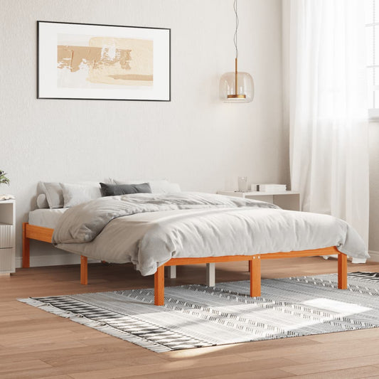Letto senza Materasso Marrone Cera 140x190 cm in Legno di Pino | homemem39