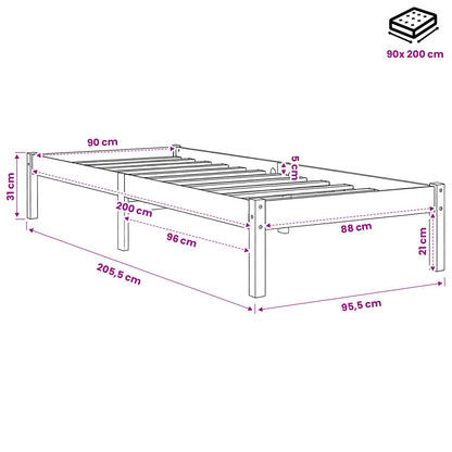 Giroletto senza Materasso Marrone Cera 90x200 cm Massello Pino