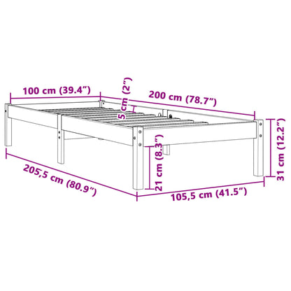 Giroletto senza Materasso Marrone Cera 100x200 cm Legno di Pino | homemem39