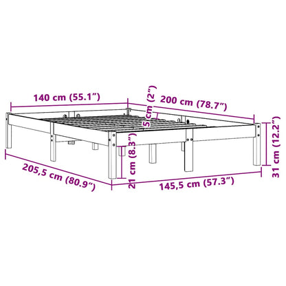 Giroletto senza Materasso Marrone Cera 140x200cm Massello Pino | homemem39
