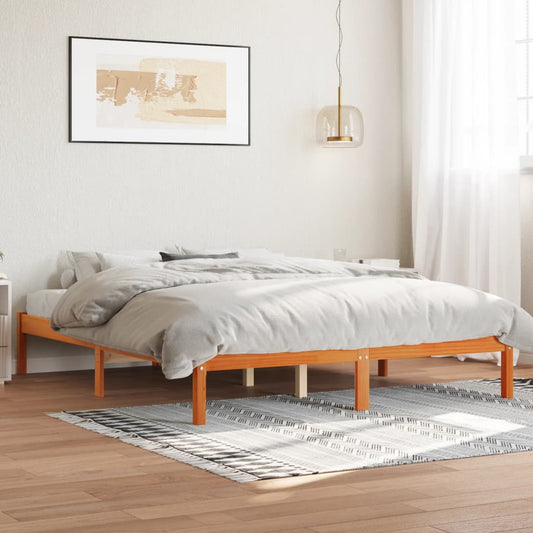 Giroletto senza Materasso Marrone Cera 150x200 cm Legno di Pino - homemem39