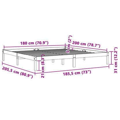 Giroletto senza Materasso Marrone Cera 180x200 cm Legno di Pino - homemem39