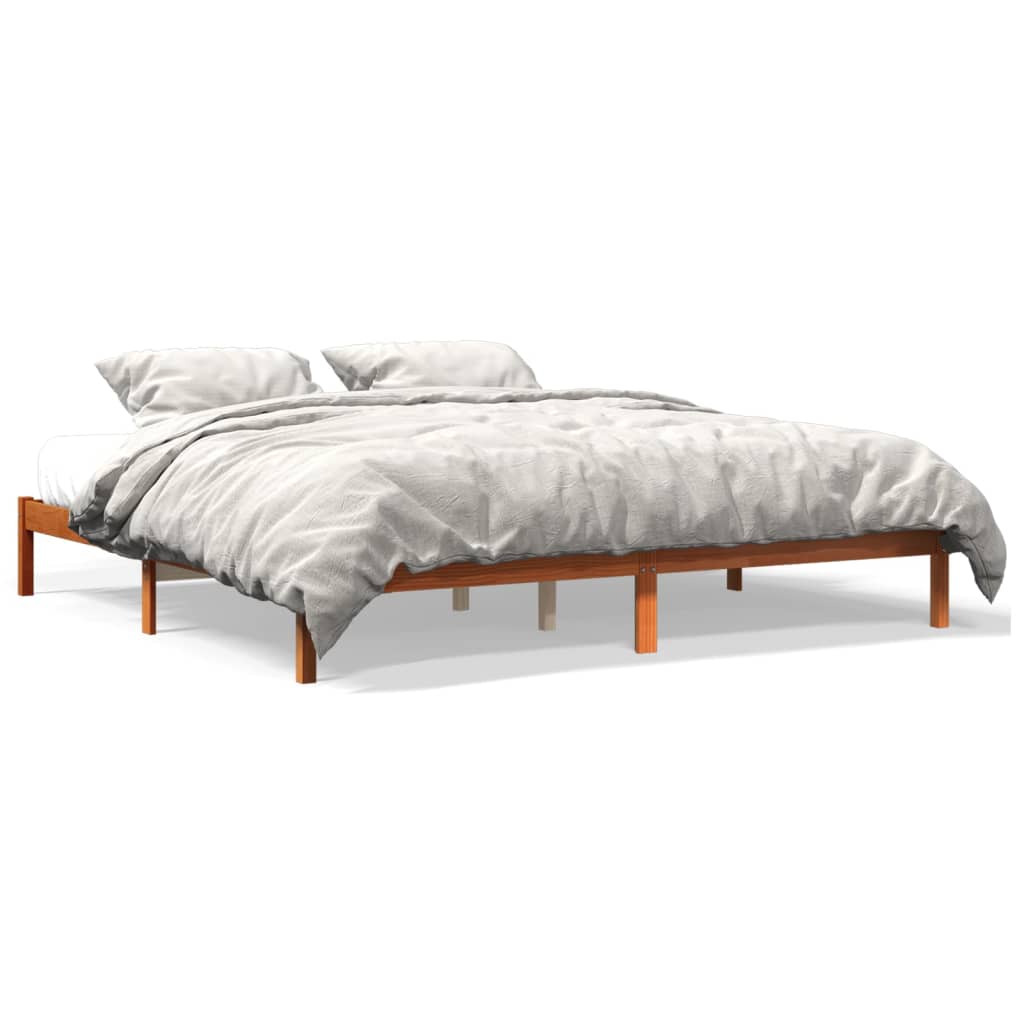 Giroletto senza Materasso Marrone Cera 200x200 cm Legno di Pino | homemem39