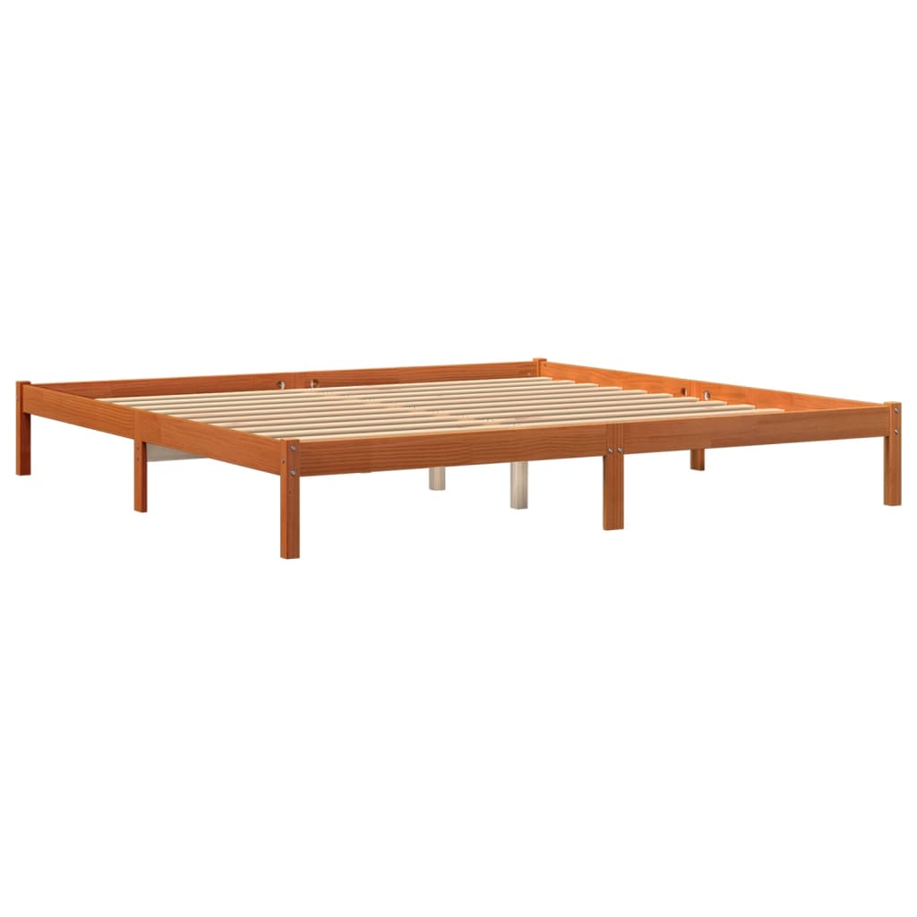 Giroletto senza Materasso Marrone Cera 200x200 cm Legno di Pino - homemem39