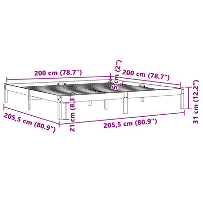 Giroletto senza Materasso Marrone Cera 200x200 cm Legno di Pino | homemem39