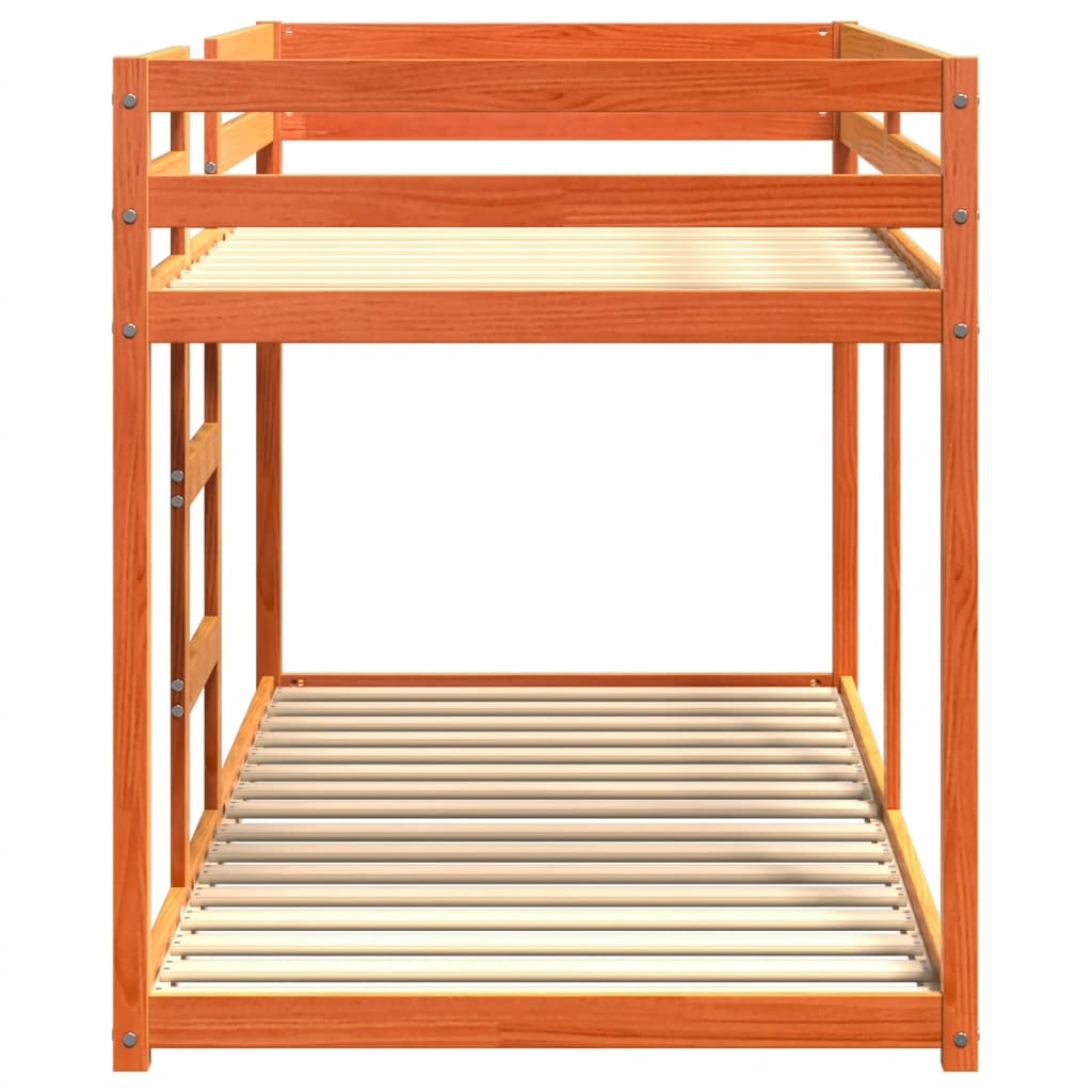 Letto a Castello Marrone Cera 90x200 cm in Legno di Pino - homemem39