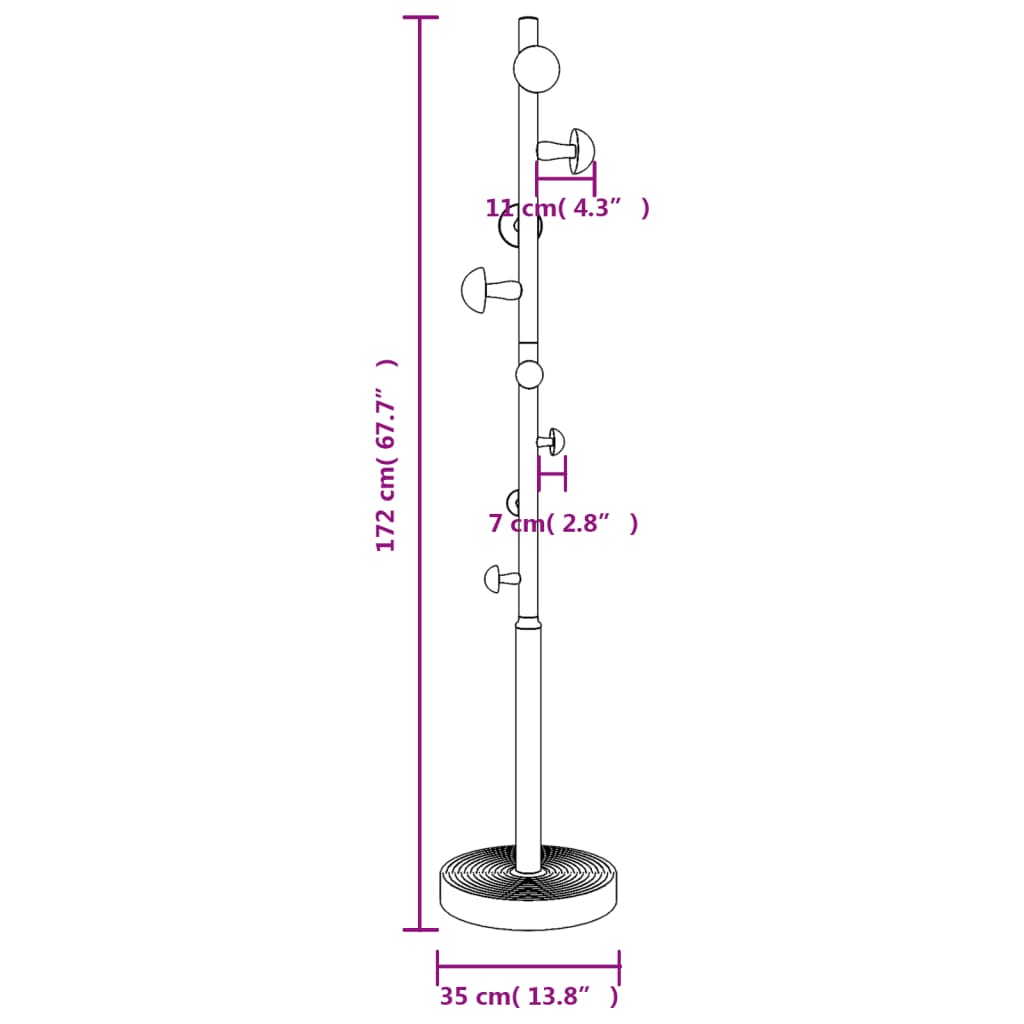 Appendiabiti Bianco 172 cm in Ferro Verniciato a Polvere - homemem39