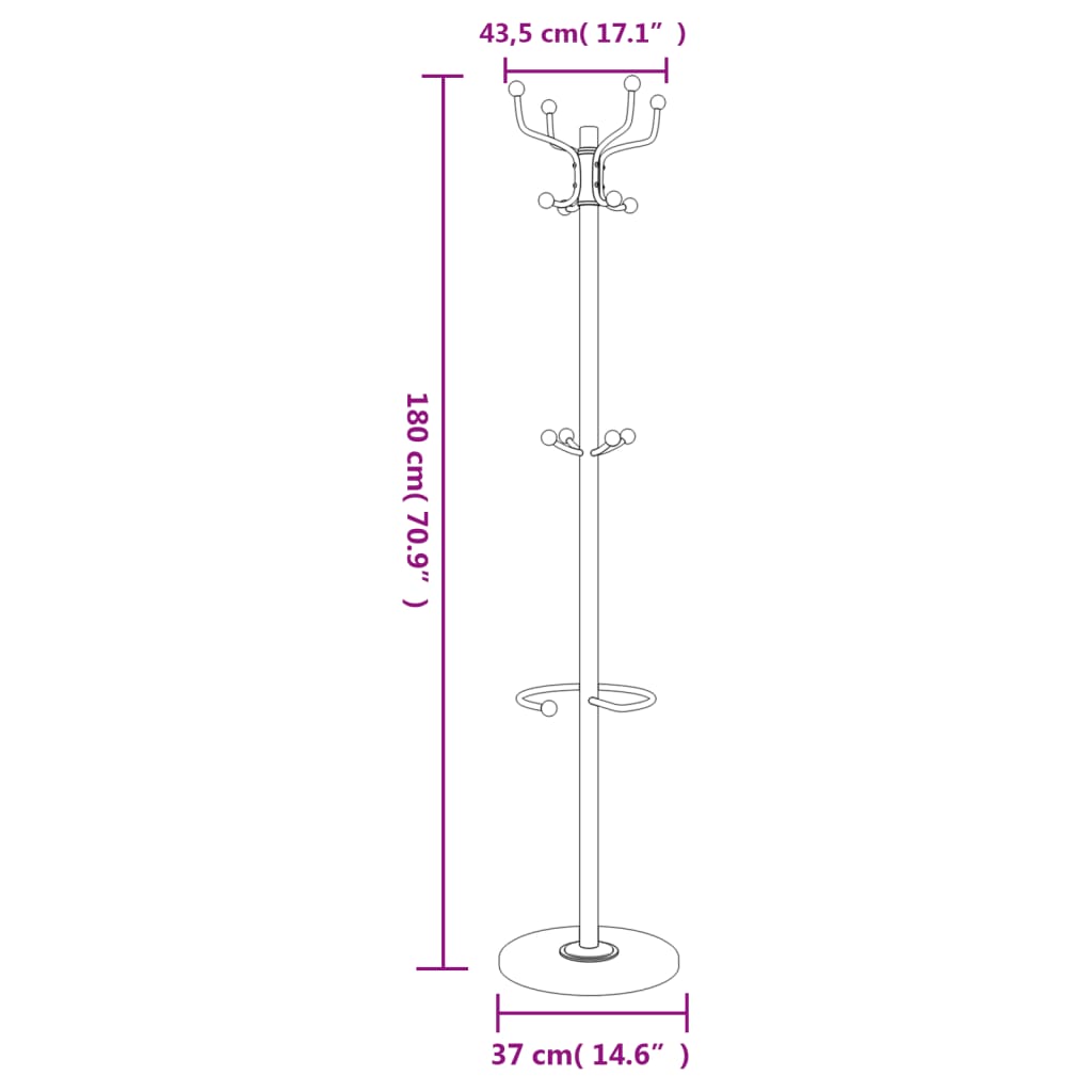 Appendiabiti con Portaombrelli Nero 180 cm Ferro Verniciato - homemem39