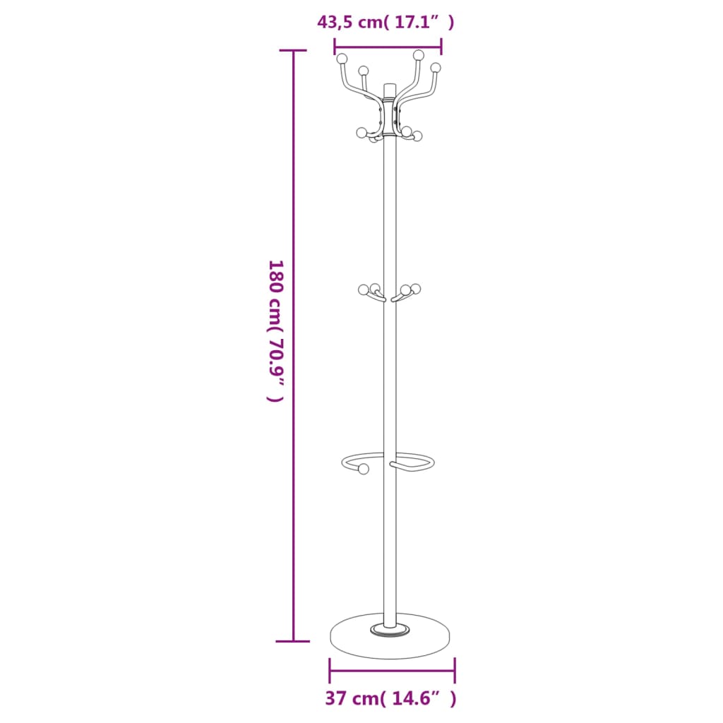Appendiabiti con Portaombrelli Bianco 180 cm Ferro Verniciato - homemem39