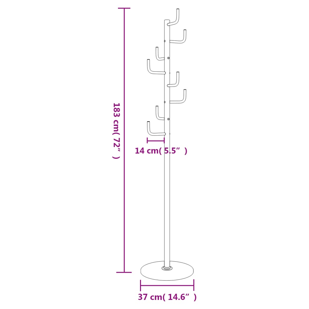 Appendiabiti Bianco 183 cm in Ferro Verniciato a Polvere - homemem39