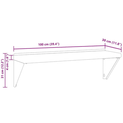 Mensola a Muro 100x30x31 cm Argento in Acciaio Inossidabile | homemem39