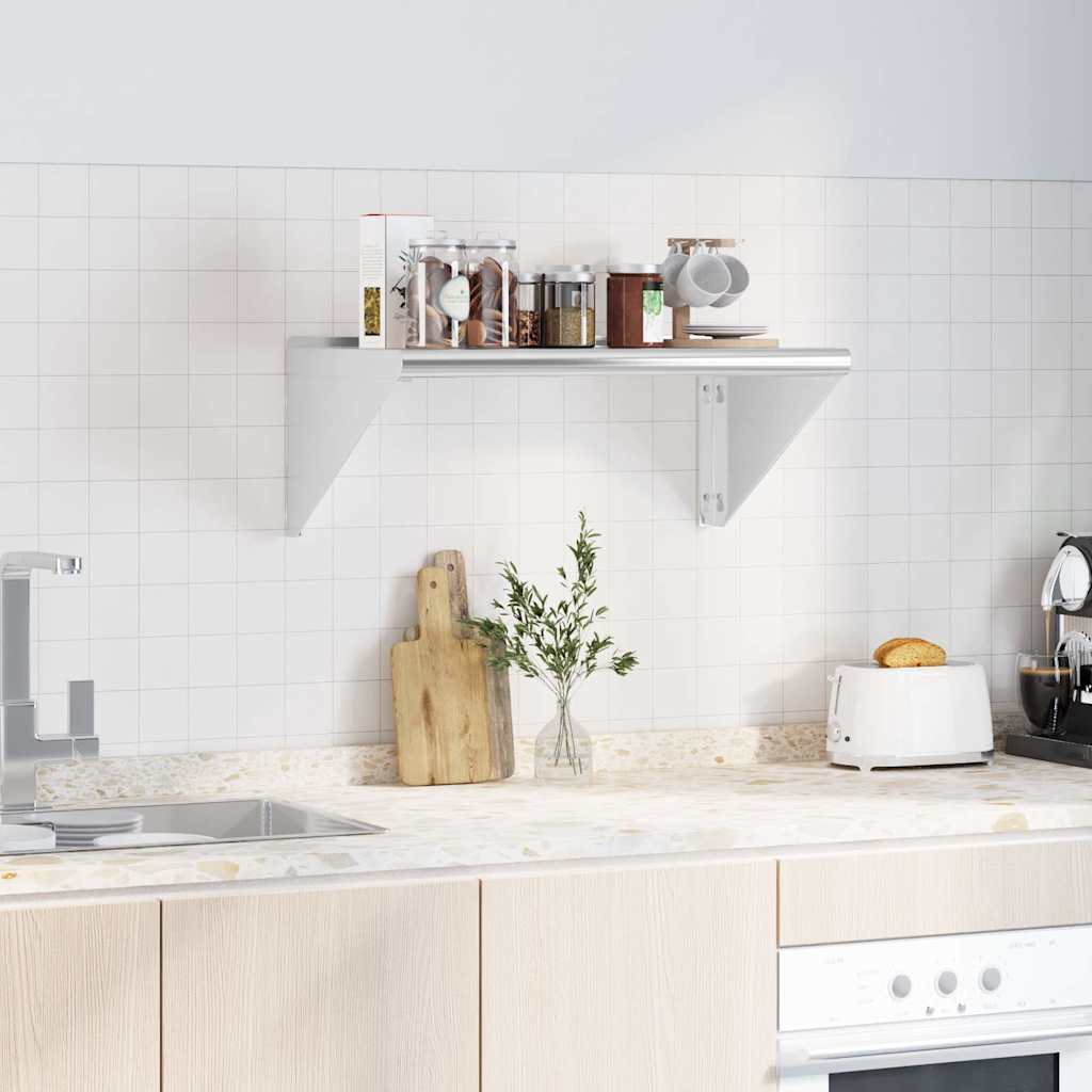 Mensola a Muro 75x45x31 cm Argento in Acciaio Inossidabile | homemem39
