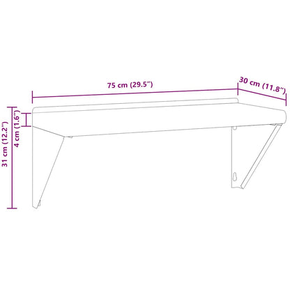 Mensola a Muro 75x30x31 cm Argento in Acciaio Inossidabile | homemem39