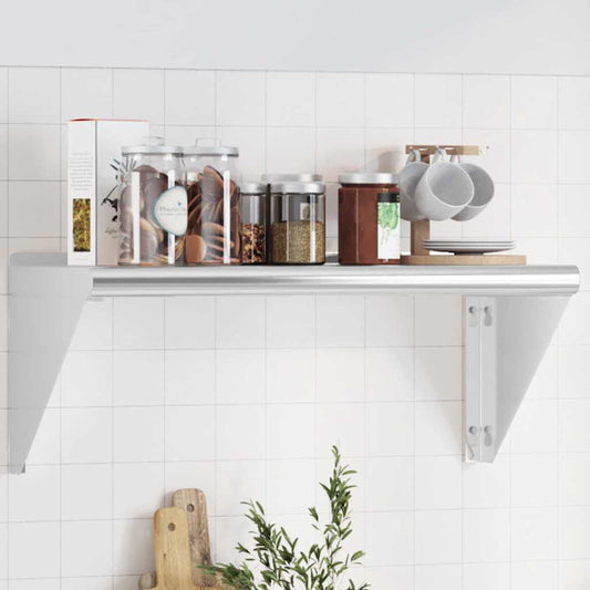 Mensola a Muro 75x30x31 cm Argento in Acciaio Inossidabile | homemem39