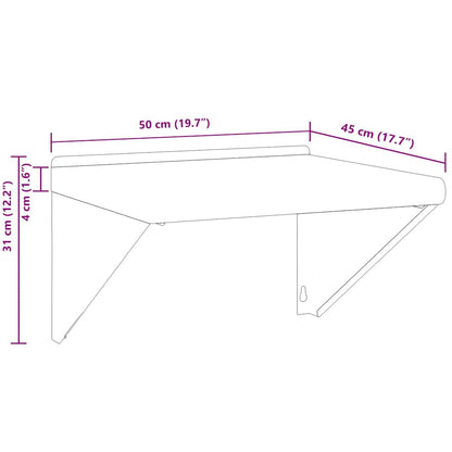 Mensola a Muro 50x45x31 cm Argento in Acciaio Inossidabile | homemem39