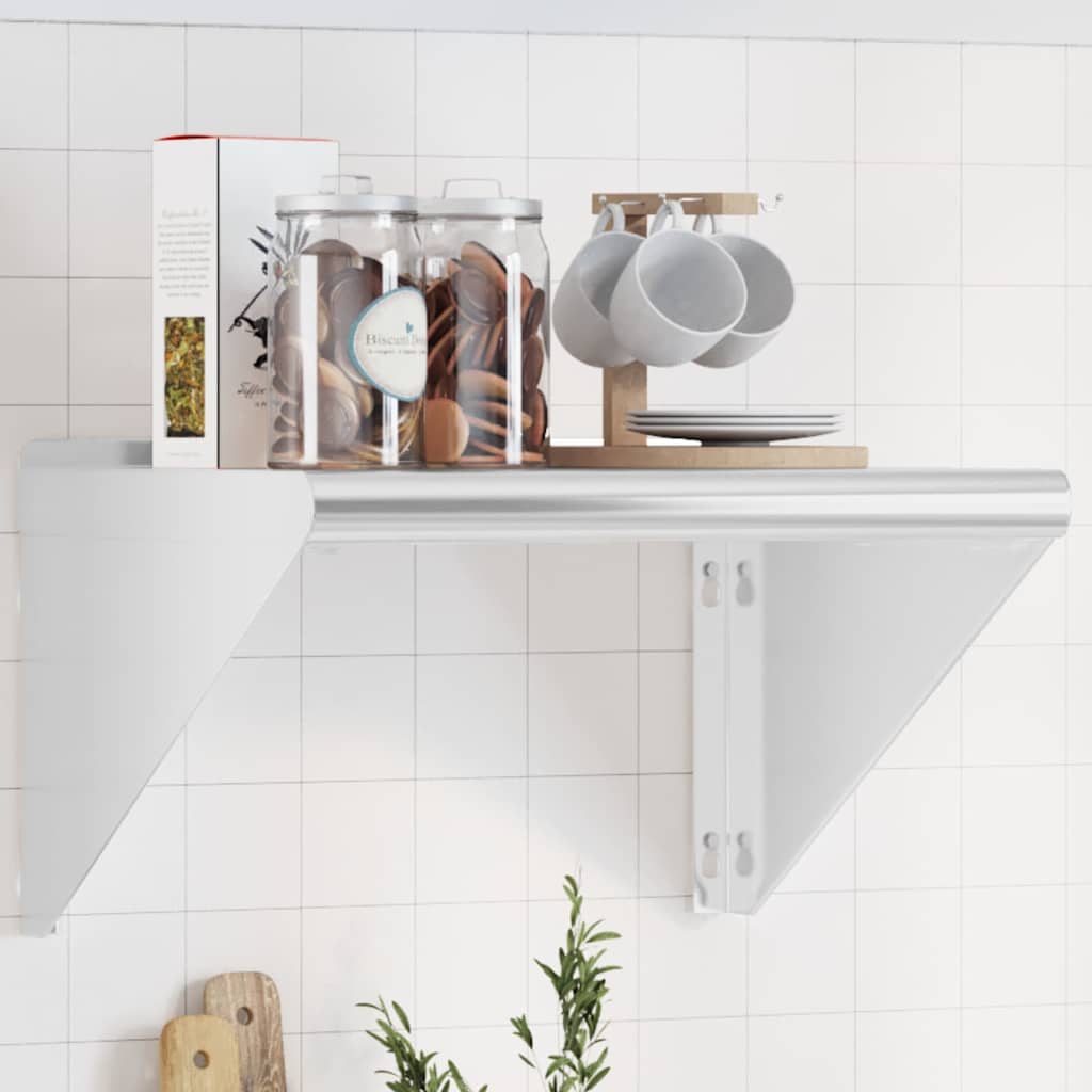 Mensola a Muro 50x45x31 cm Argento in Acciaio Inossidabile | homemem39