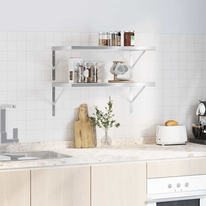 Mensole a Muro 2 pz 75x40 cm Argento in Acciaio Inossidabile | homemem39