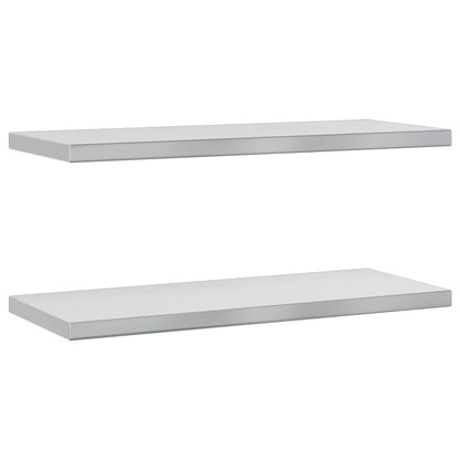 Mensole a Muro 2 pz 75x30 cm Argento in Acciaio Inossidabile | homemem39
